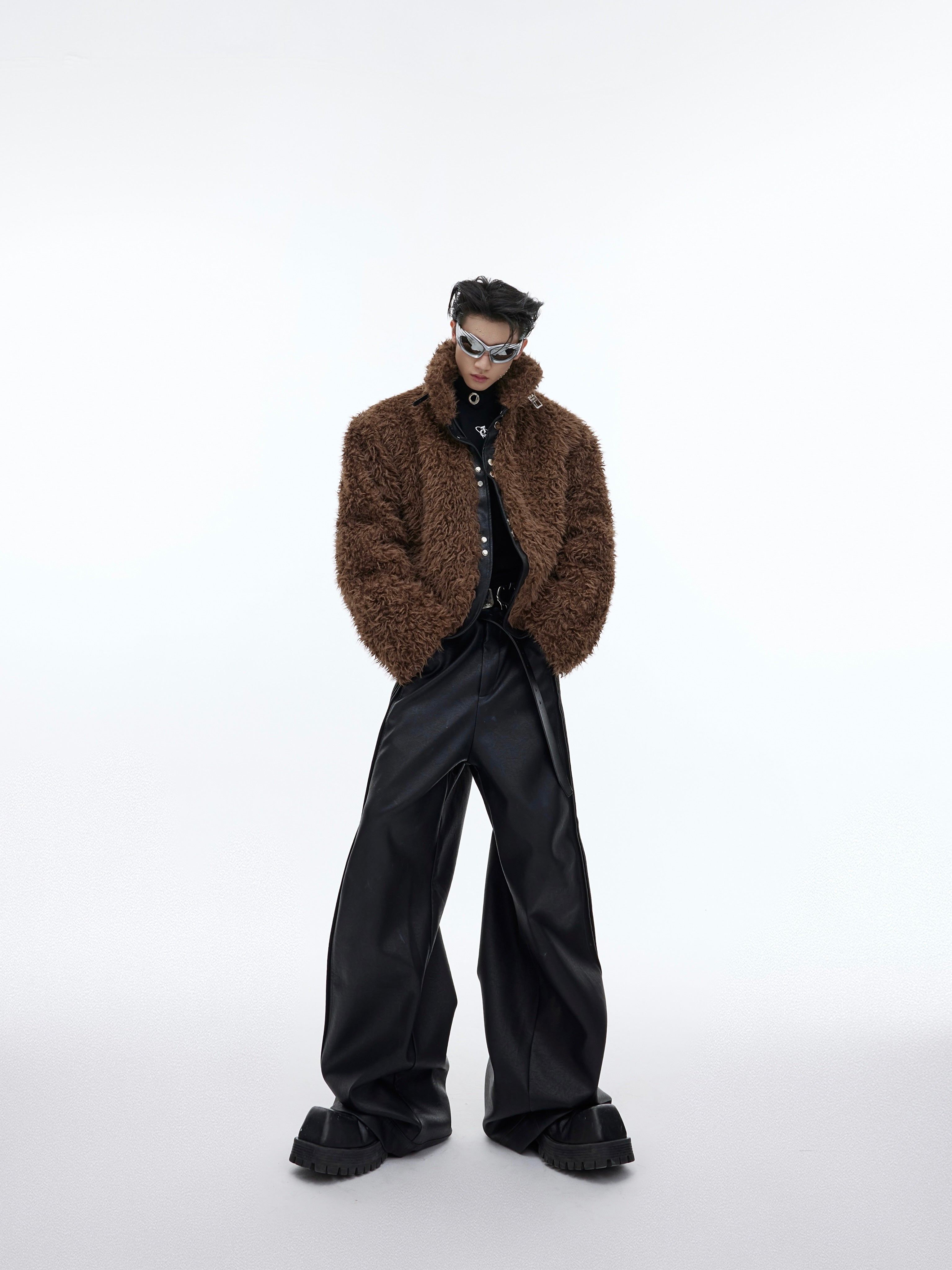 【23s November.】Retro Sherpa Pu Leather Plush Jacket-IYAMIUIO