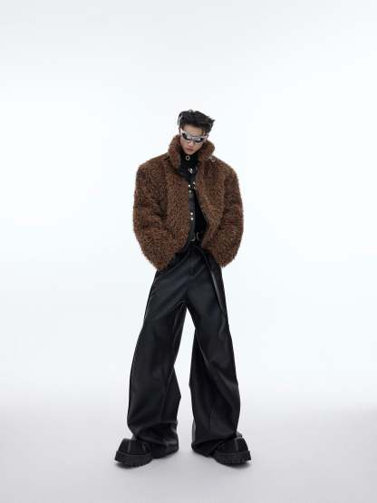 【23s November.】Retro Sherpa Pu Leather Plush Jacket-IYAMIUIO