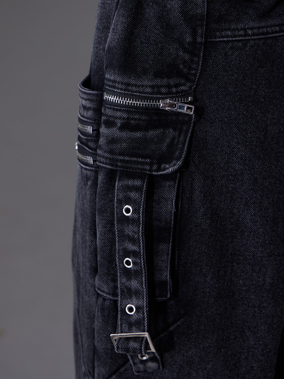 【24s June.】Patchwork Multi-pocket Cargo Jeans-IYAMIUIO