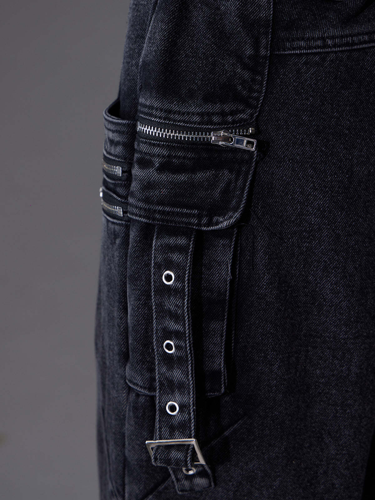 【24s June.】Patchwork Multi-pocket Cargo Jeans-IYAMIUIO