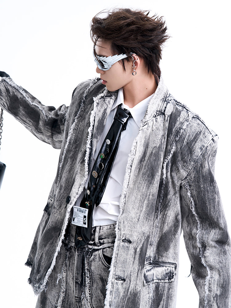 【24s Oct.】Distressed Vintage Denim Jacket-IYAMIUIO