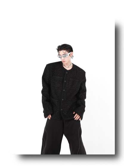 Collarless Suit Jacket-IYAMIUIO