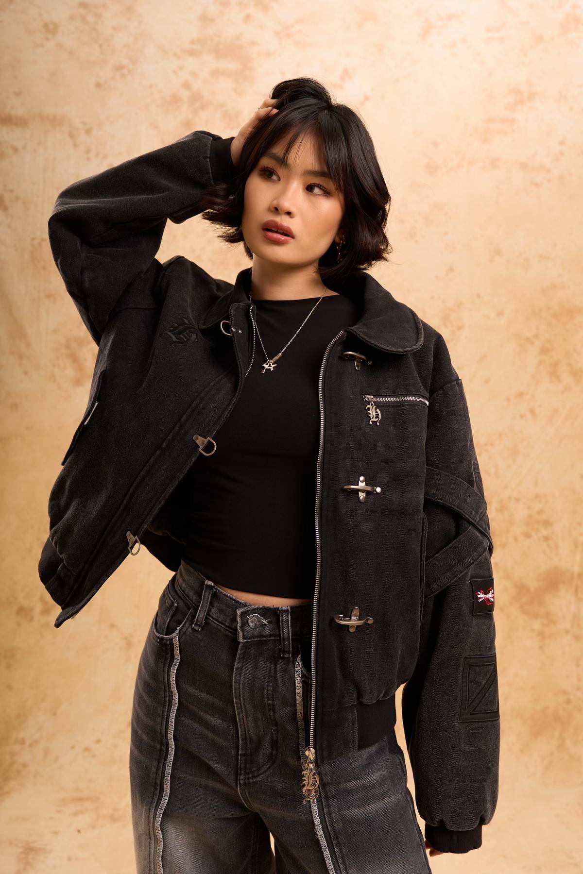 ZORO DENIM WORKWEAR BOMBER JACKET-IYAMIUIO