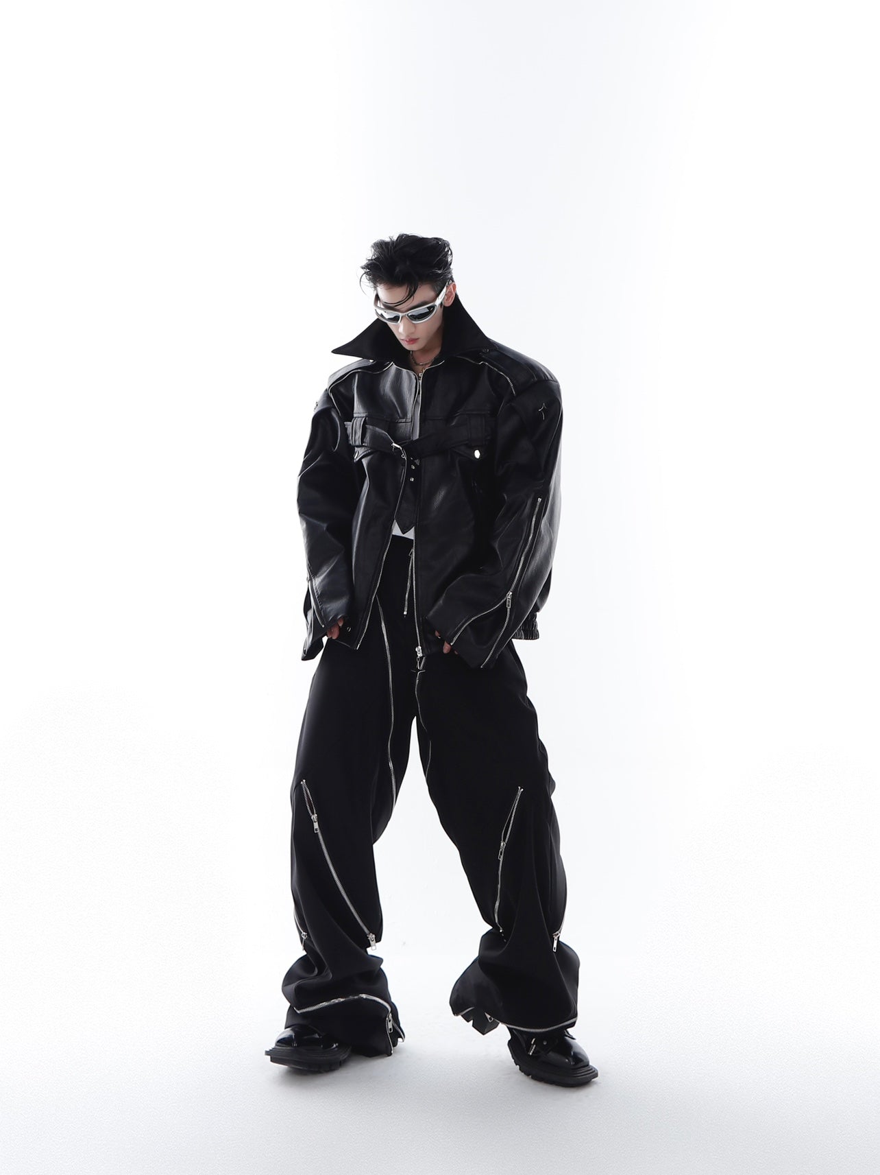 【23s Feb.】Button and Zip Leather Jacket-IYAMIUIO