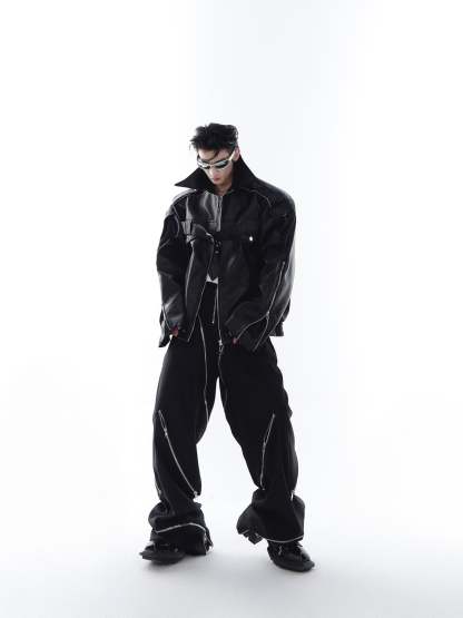 【23s Feb.】Button and Zip Leather Jacket-IYAMIUIO