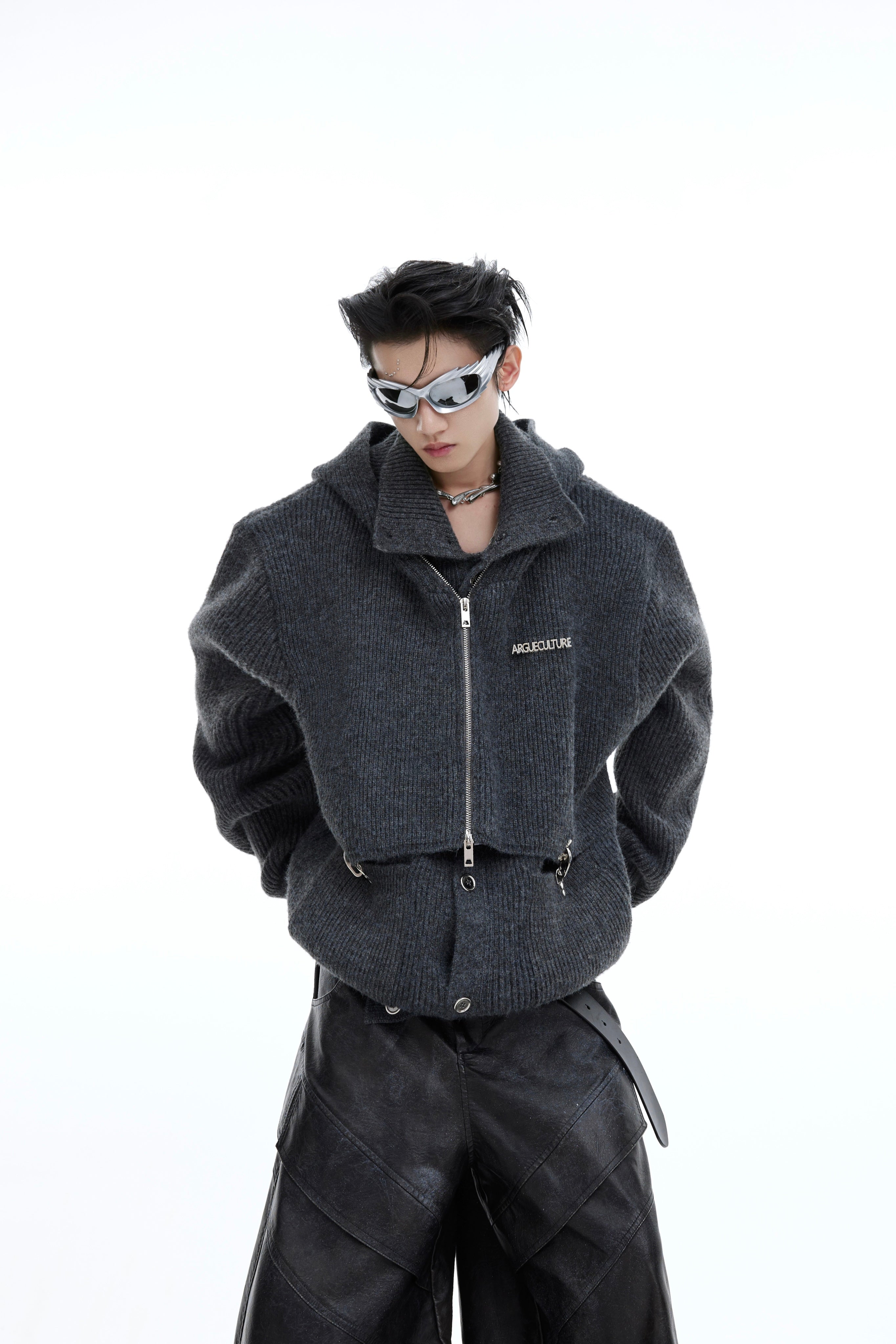 【24s January.】Deconstructed Fake Two-piece Knitted Hooded Sweatshirt-IYAMIUIO