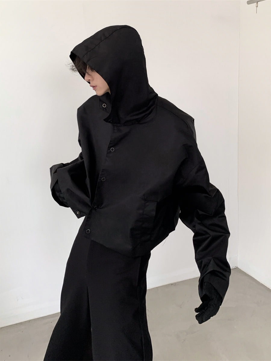 【23s August.】Nylon Button Hoodie-IYAMIUIO