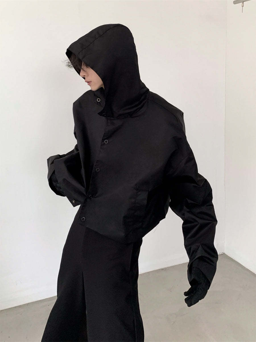 【23s August.】Nylon Button Hoodie-IYAMIUIO