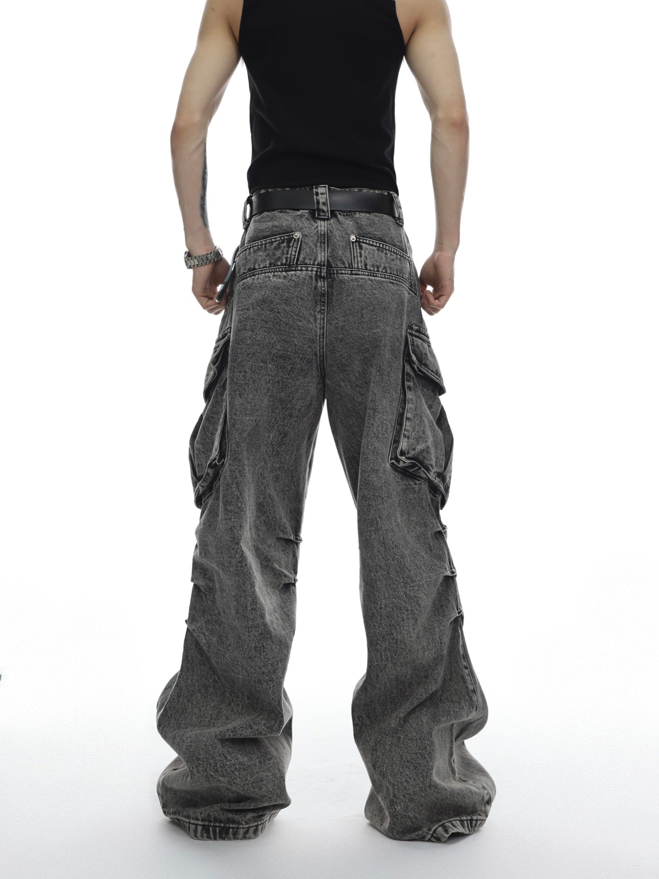 【23s May.】Huge Pocket Wrinkled Jeans-IYAMIUIO