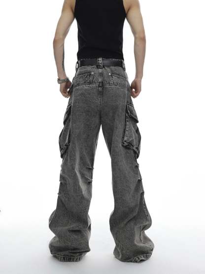 【23s May.】Huge Pocket Wrinkled Jeans-IYAMIUIO