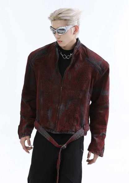 【24s Oct.】Wasteland Style Distressed Silhouette Denim Jacket-IYAMIUIO