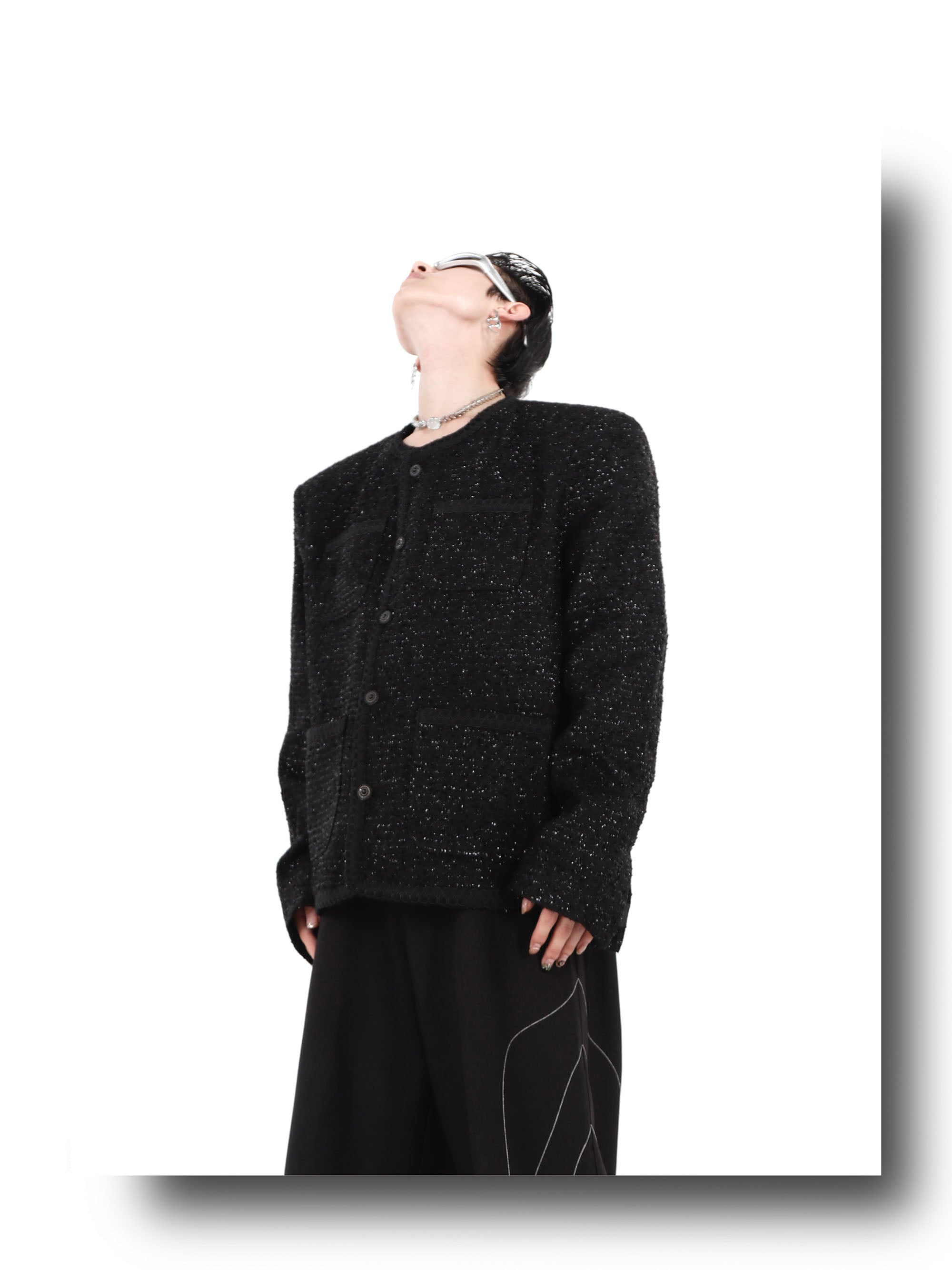 Collarless Suit Jacket-IYAMIUIO