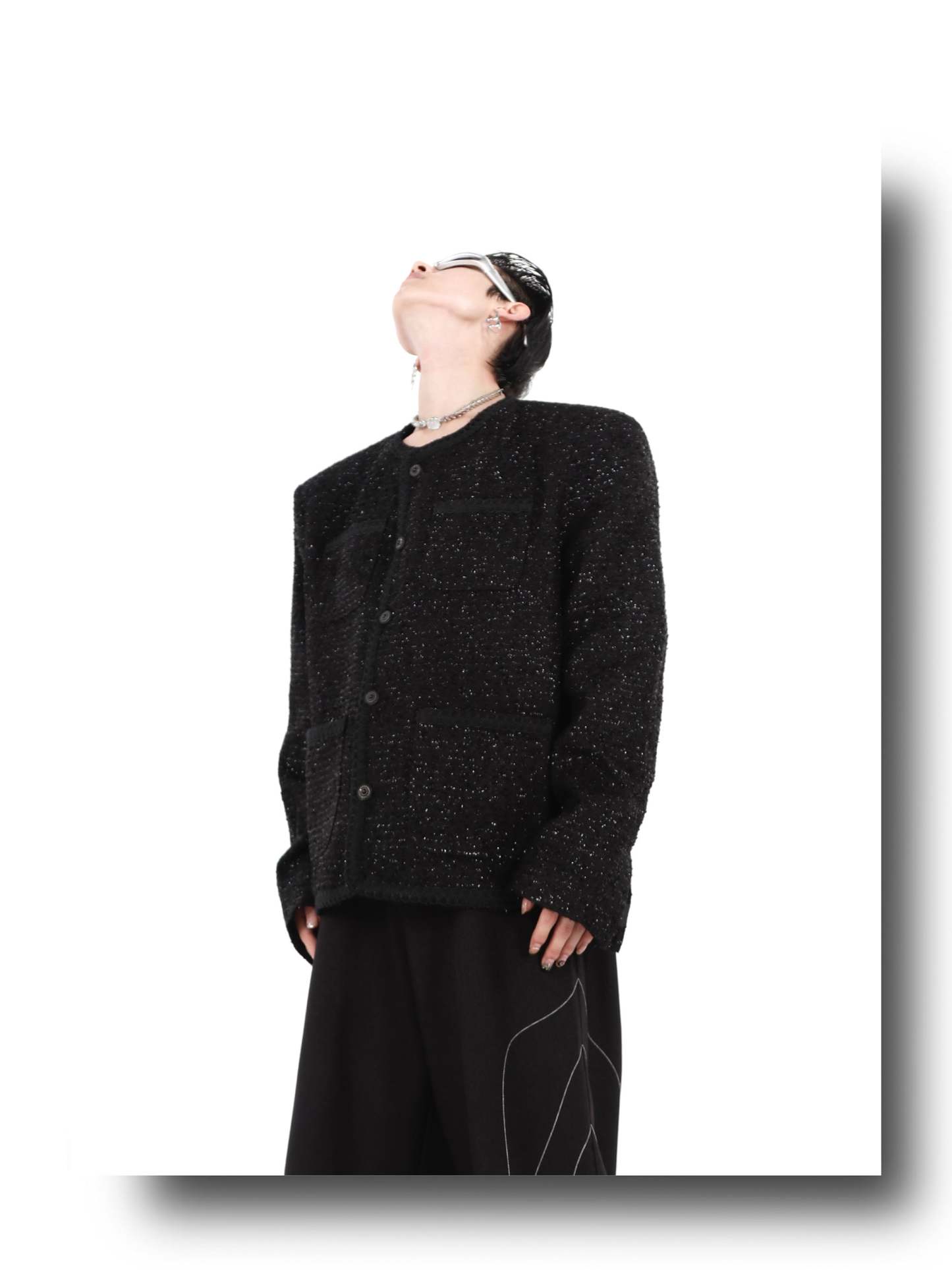 Collarless Suit Jacket-IYAMIUIO