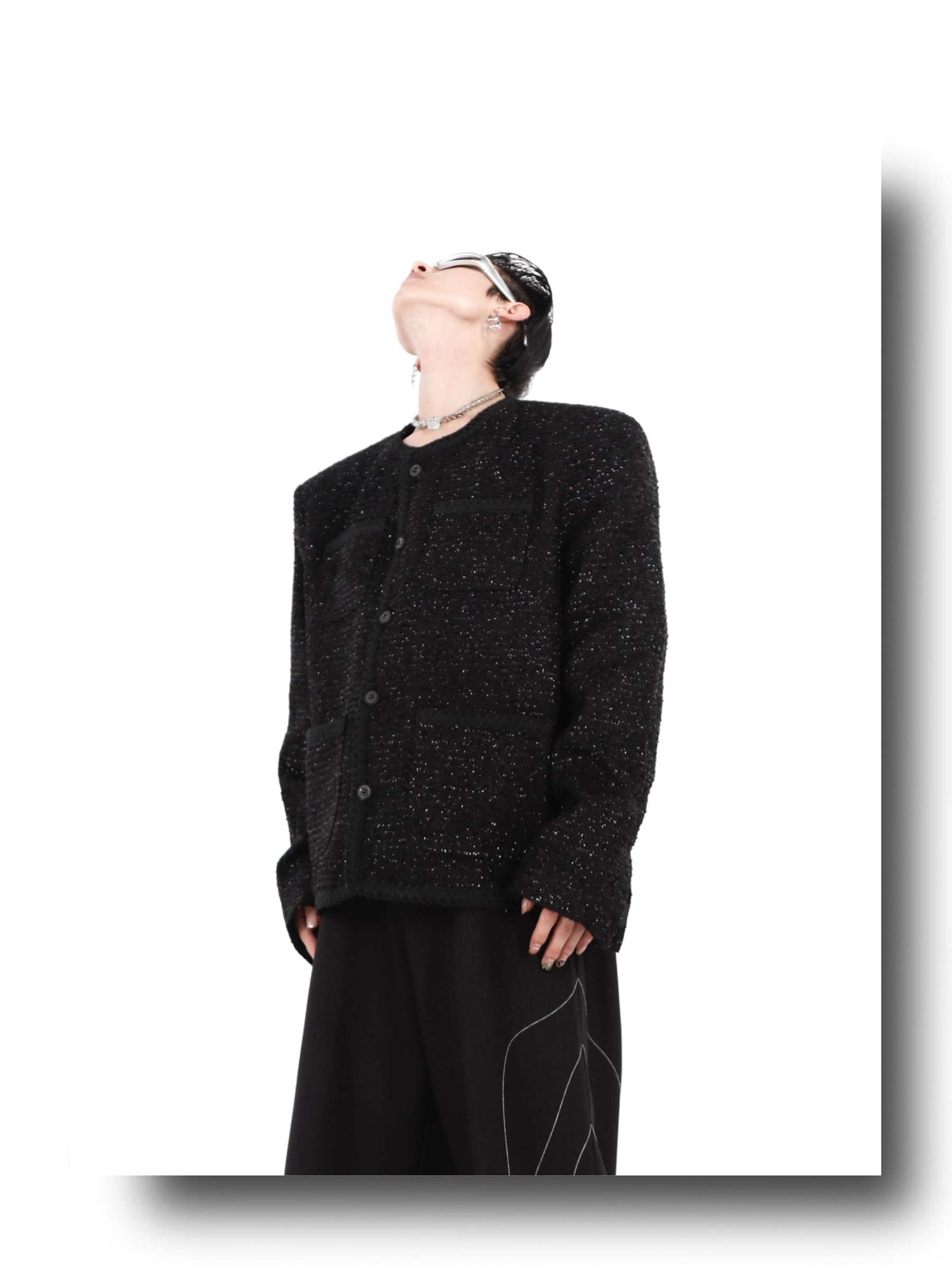 Collarless Suit Jacket-IYAMIUIO