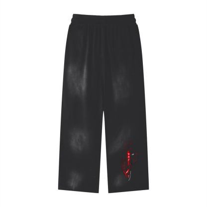 Demonic Blade Streetwear Washed Baggy Joggers-IYAMIUIO