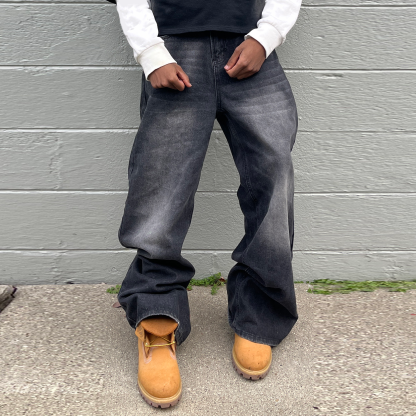 Personalized retro loose jeans-IYAMIUIO