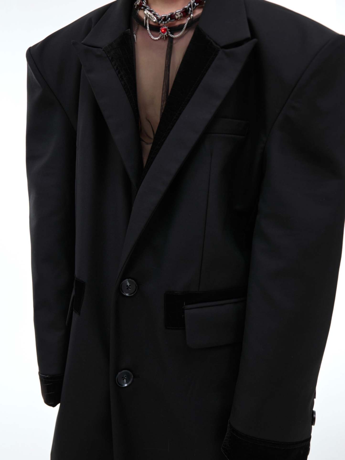 【24s Sep.】Black PU Long Trench Coat-IYAMIUIO