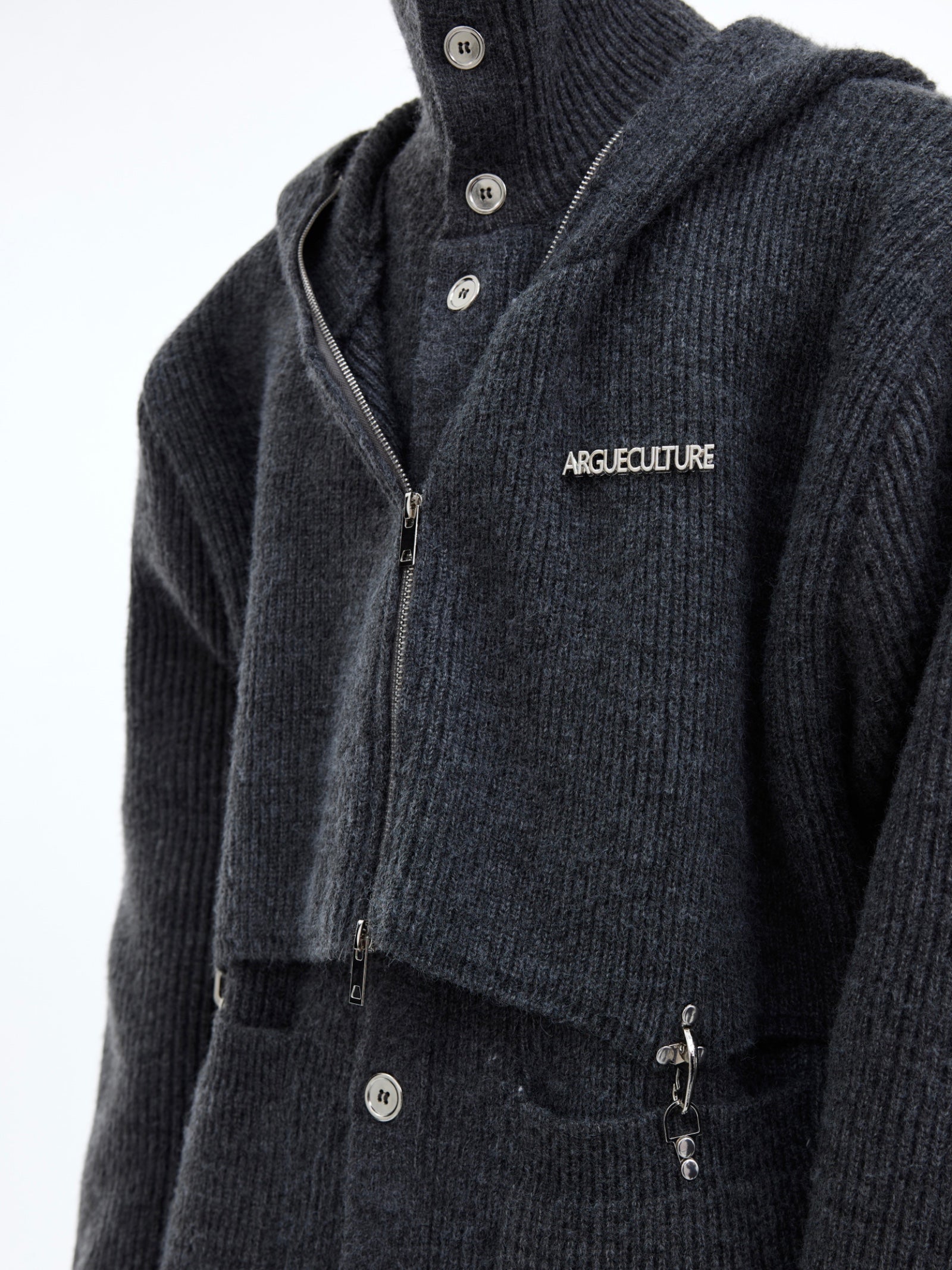 【24s January.】Deconstructed Fake Two-piece Knitted Hooded Sweatshirt-IYAMIUIO