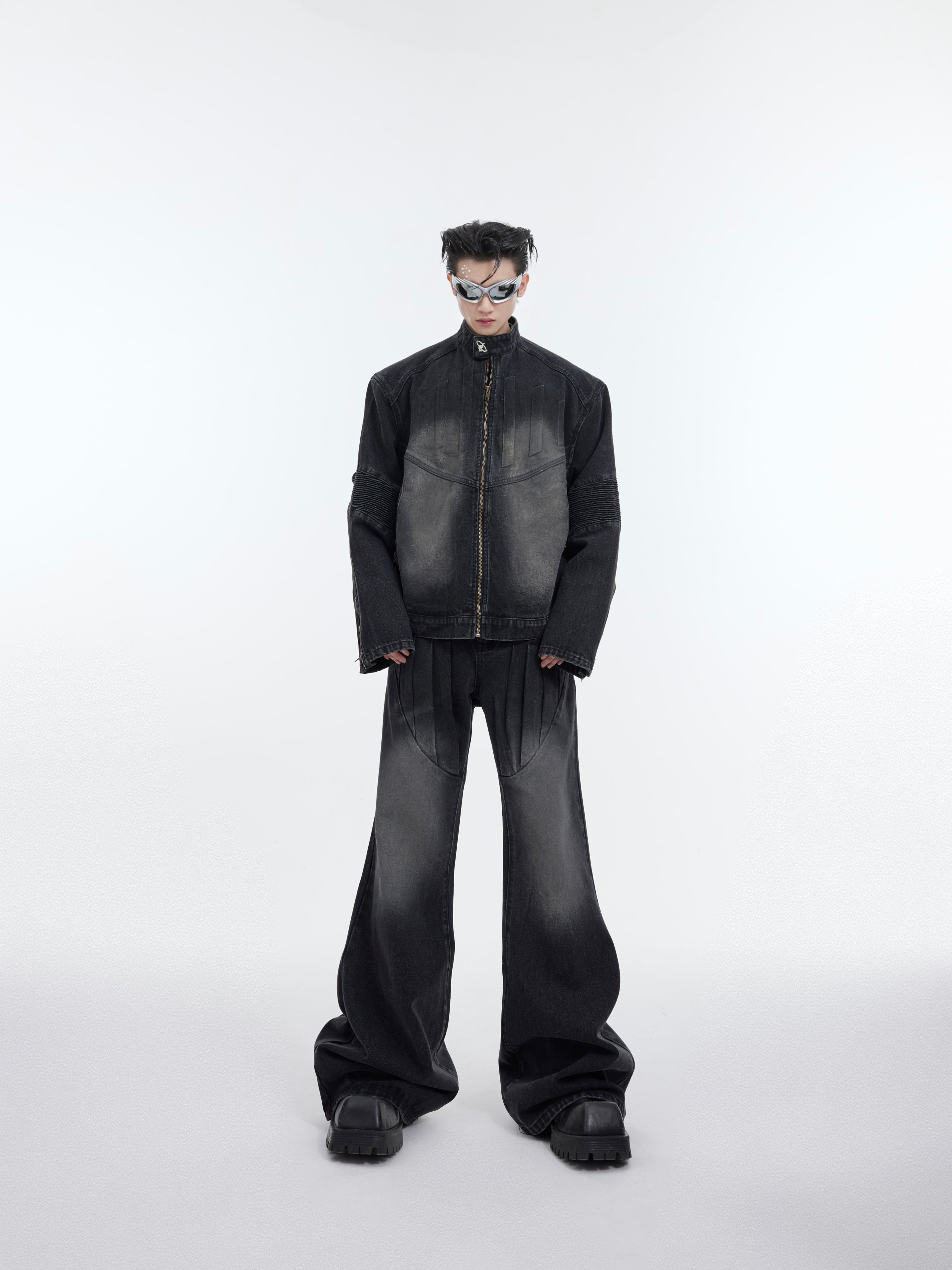 【24s January.】3D Relief Design Deconstructed Denim Suit-IYAMIUIO