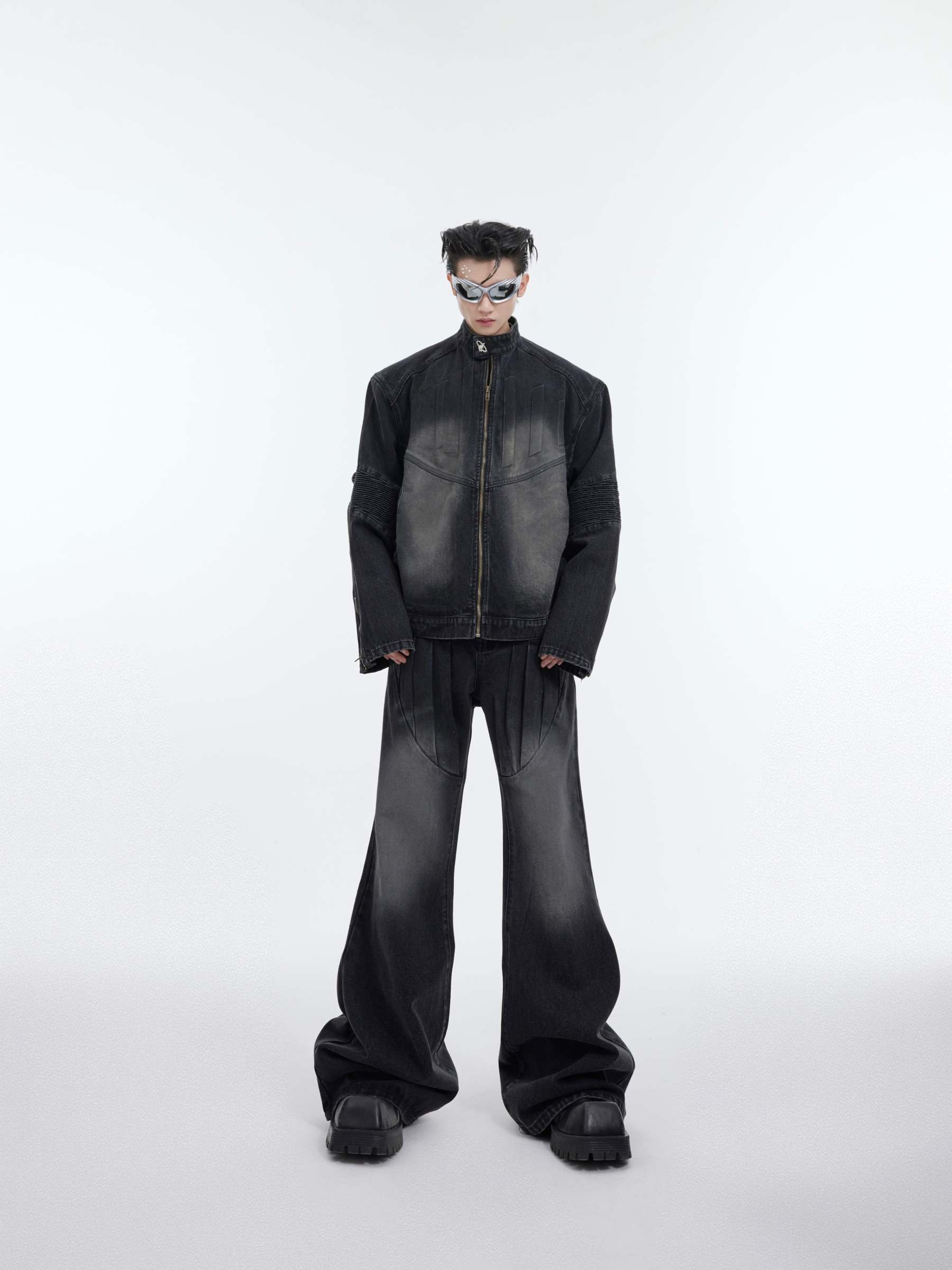 【24s January.】3D Relief Design Deconstructed Denim Suit-IYAMIUIO
