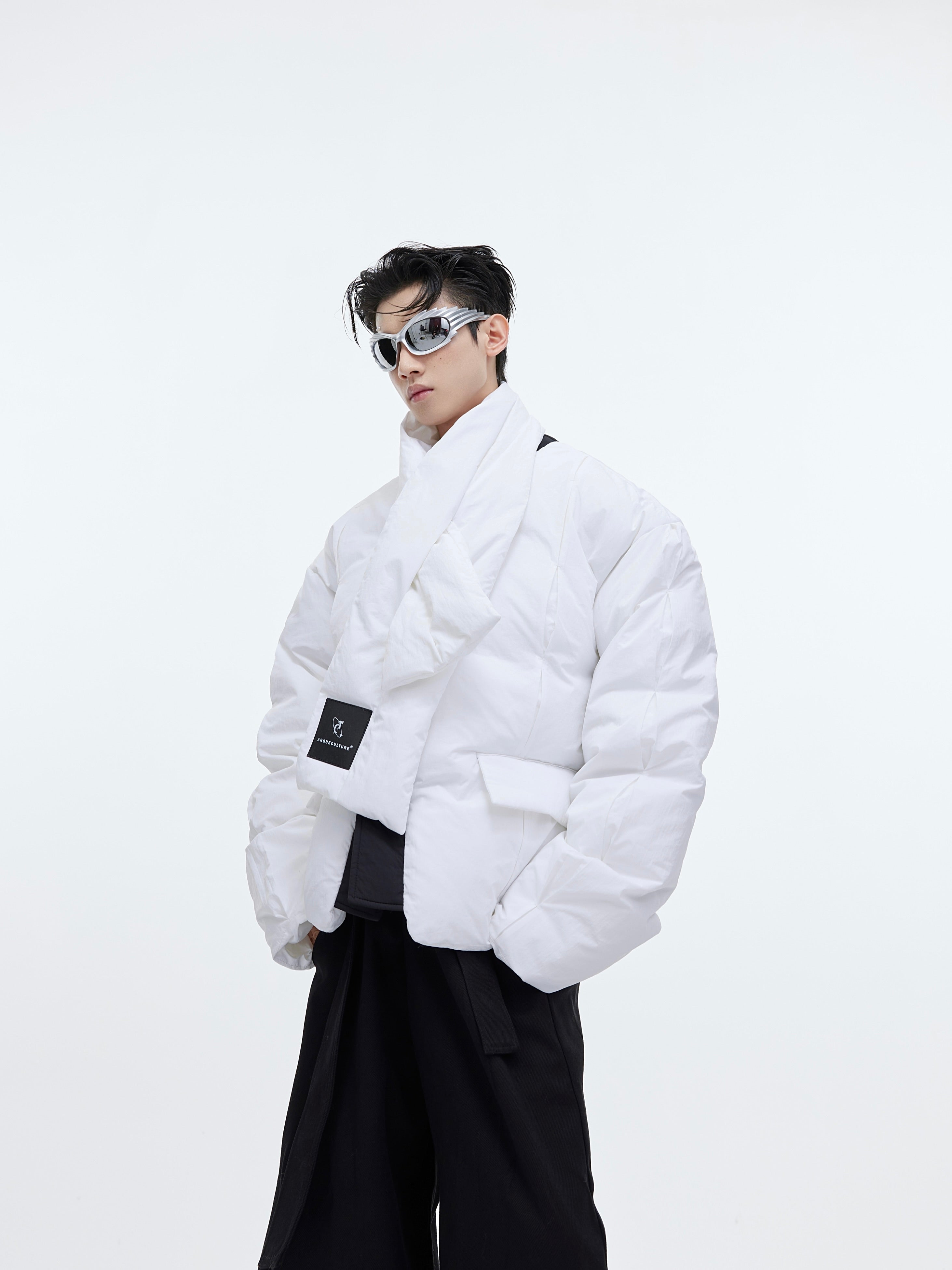 【23s December.】Deconstructed Design Cotton Jacket + Scarf-IYAMIUIO