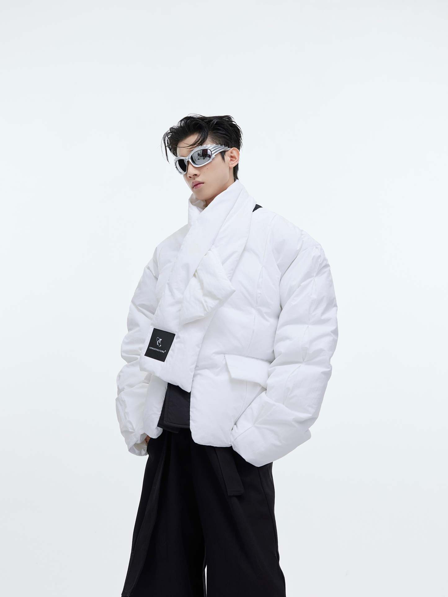 【23s December.】Deconstructed Design Cotton Jacket + Scarf-IYAMIUIO