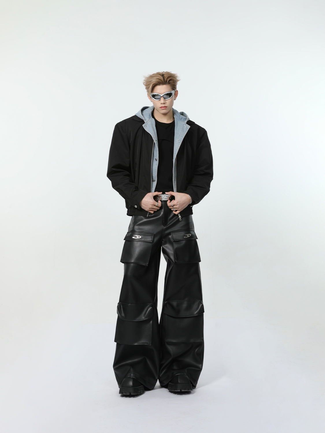 【24s March.】Denim Patchwork Fake Two Piece Hooded Jacket-IYAMIUIO