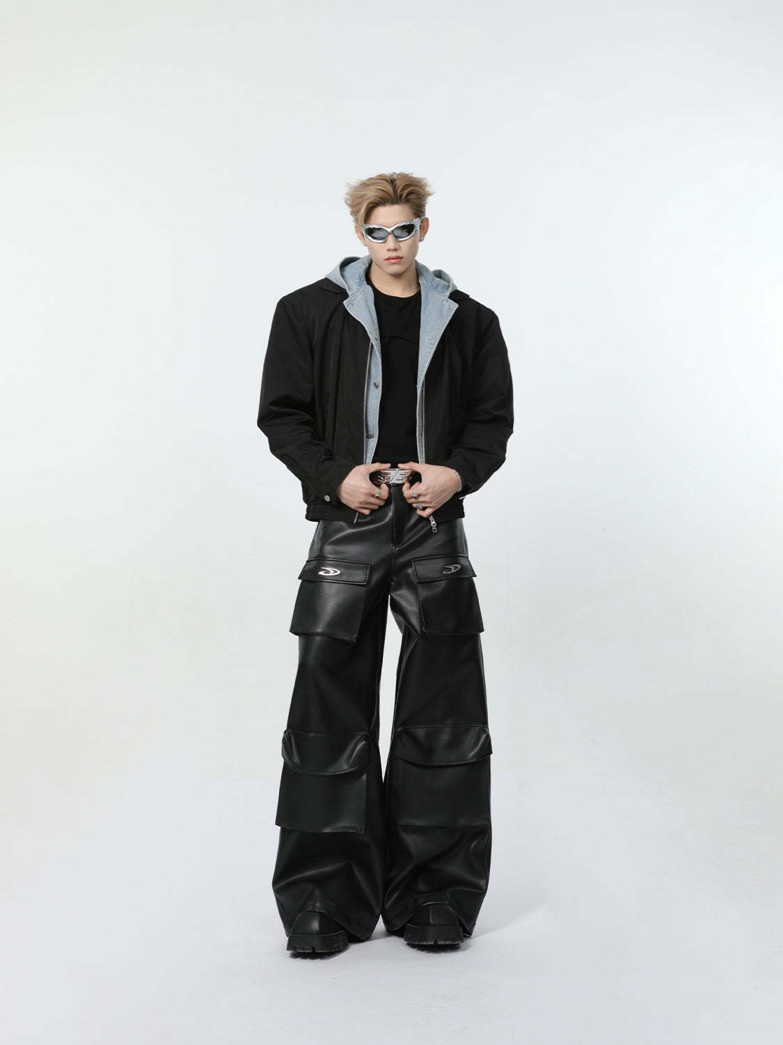 【24s March.】Denim Patchwork Fake Two Piece Hooded Jacket-IYAMIUIO