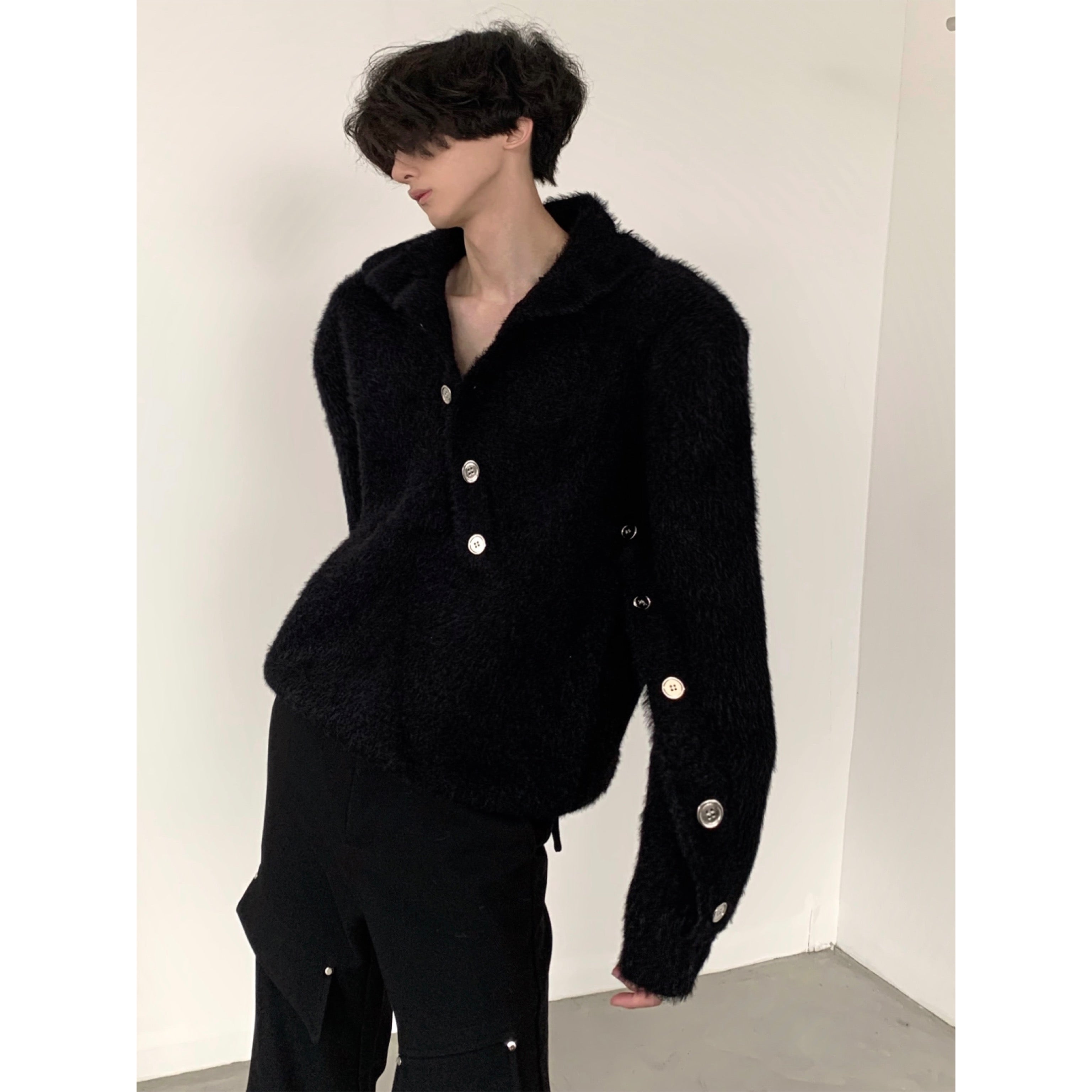 【23s December.】Curved Button Design Sweater-IYAMIUIO