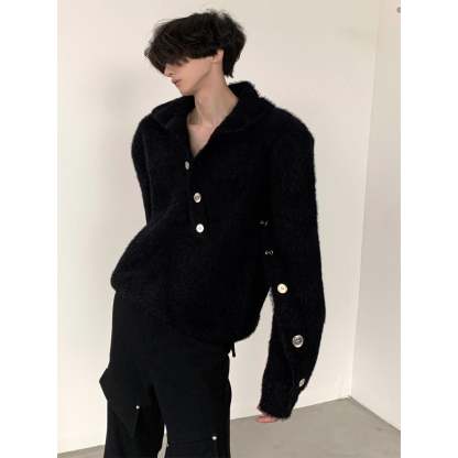 【23s December.】Curved Button Design Sweater-IYAMIUIO