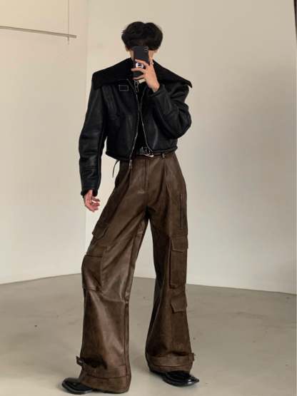 【23s November.】Short Silhouette Black Fur All-in-one Jacket-IYAMIUIO