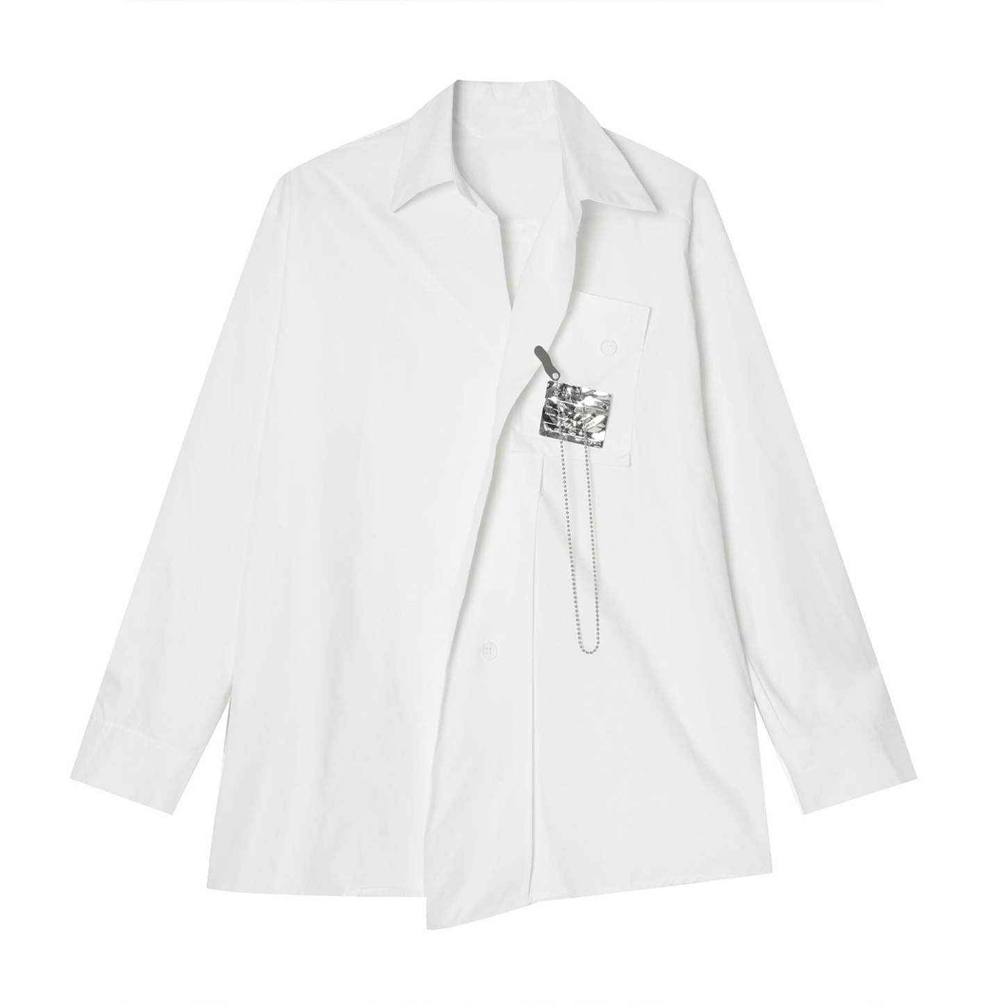 Men's Fashionable Long Sleeve White Shirt-IYAMIUIO