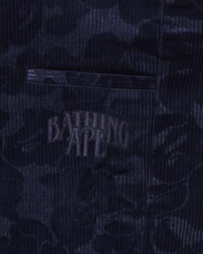 Solid Camo Debossed Corduroy Relaxed Fit Pants-IYAMIUIO