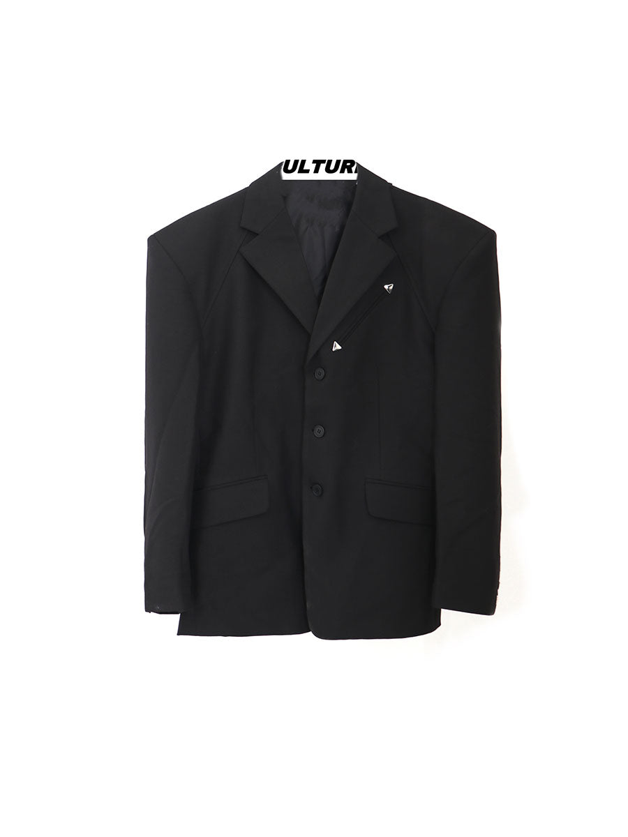 2022 High Shoulder Black Jacket-IYAMIUIO