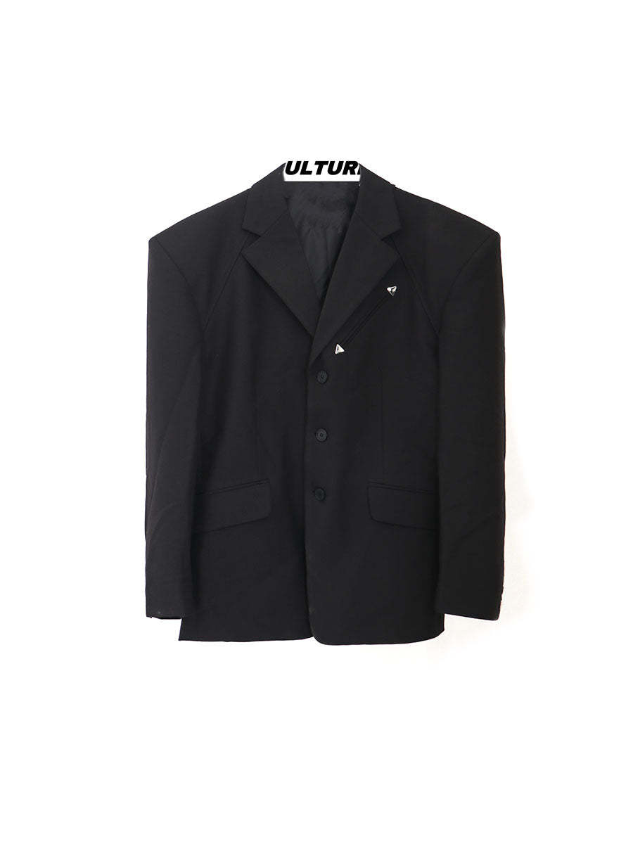 2022 High Shoulder Black Jacket-IYAMIUIO