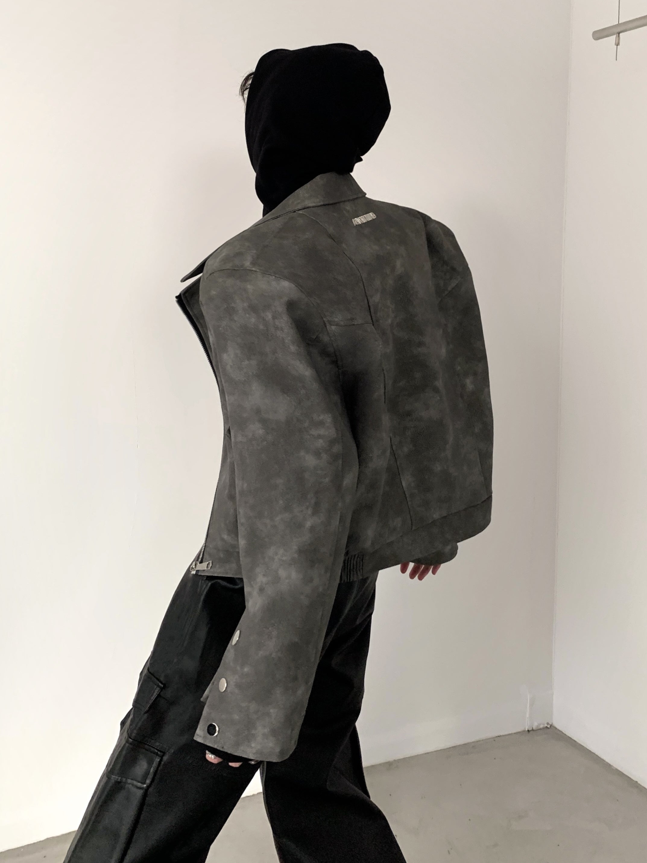 【23s November.】Tie-dye American Vintage Leather Jacket-IYAMIUIO