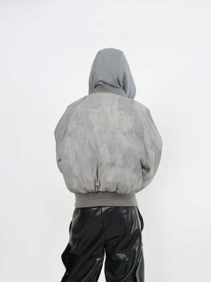 【24s January.】Deconstructed Distressed Fake Two-Piece Design Hooded Cotton Jacket-IYAMIUIO