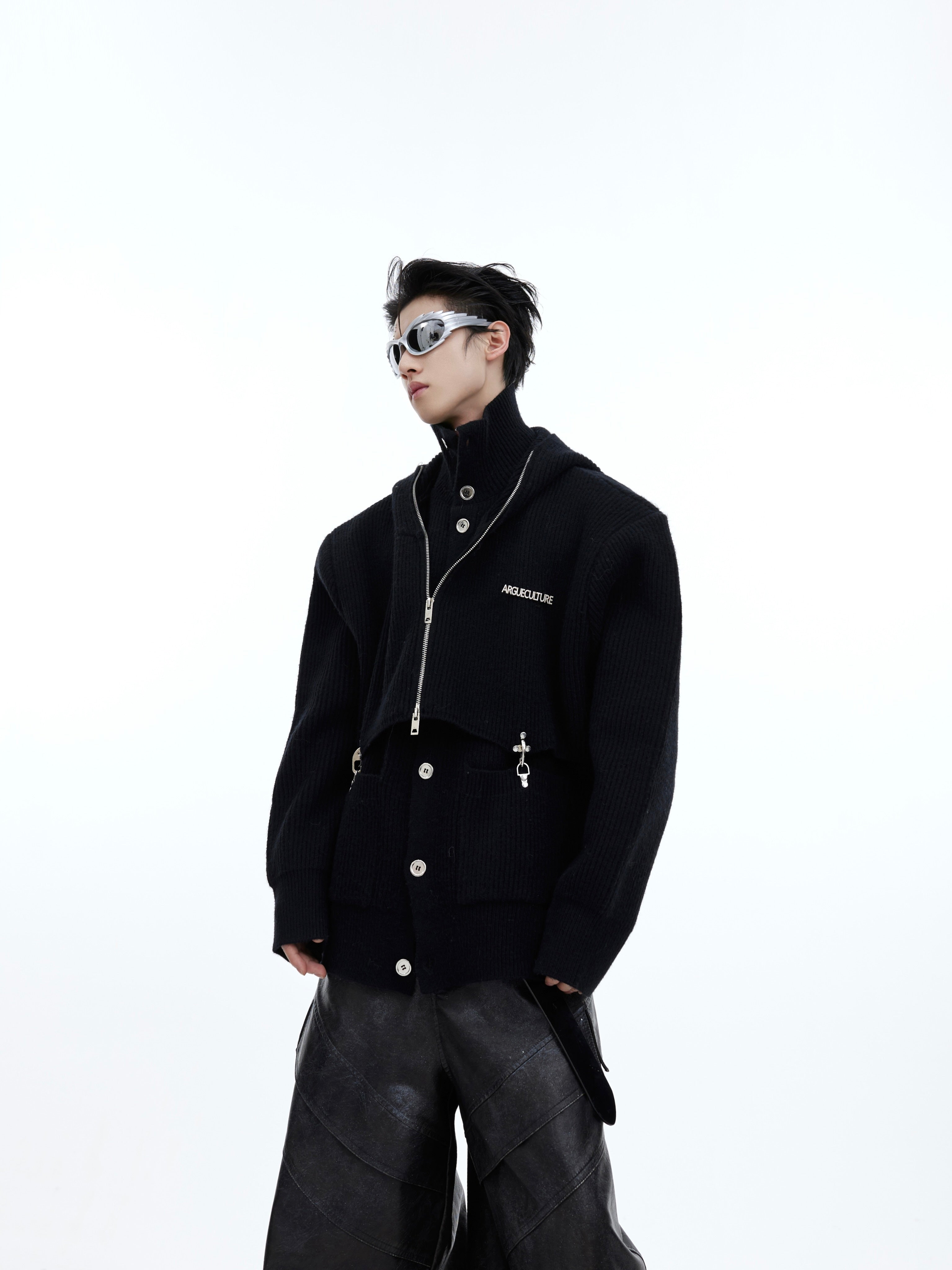 【24s January.】Deconstructed Fake Two-piece Knitted Hooded Sweatshirt-IYAMIUIO