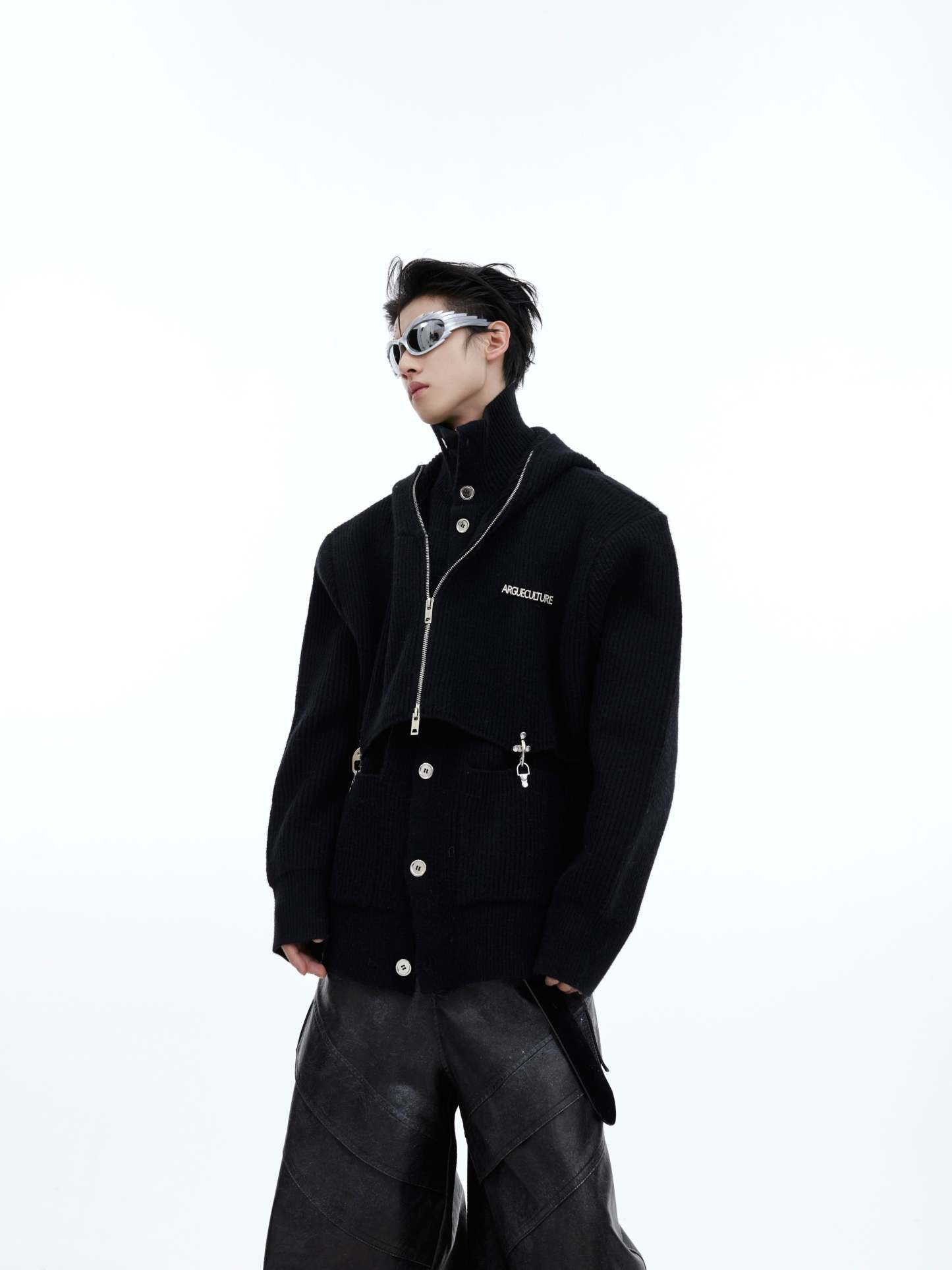 【24s January.】Deconstructed Fake Two-piece Knitted Hooded Sweatshirt-IYAMIUIO