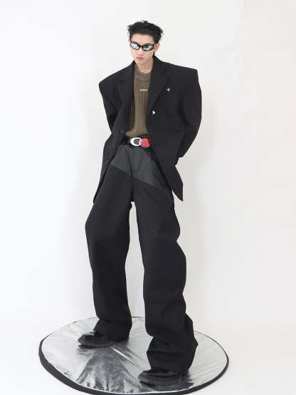 2022 High Shoulder Black Jacket-IYAMIUIO