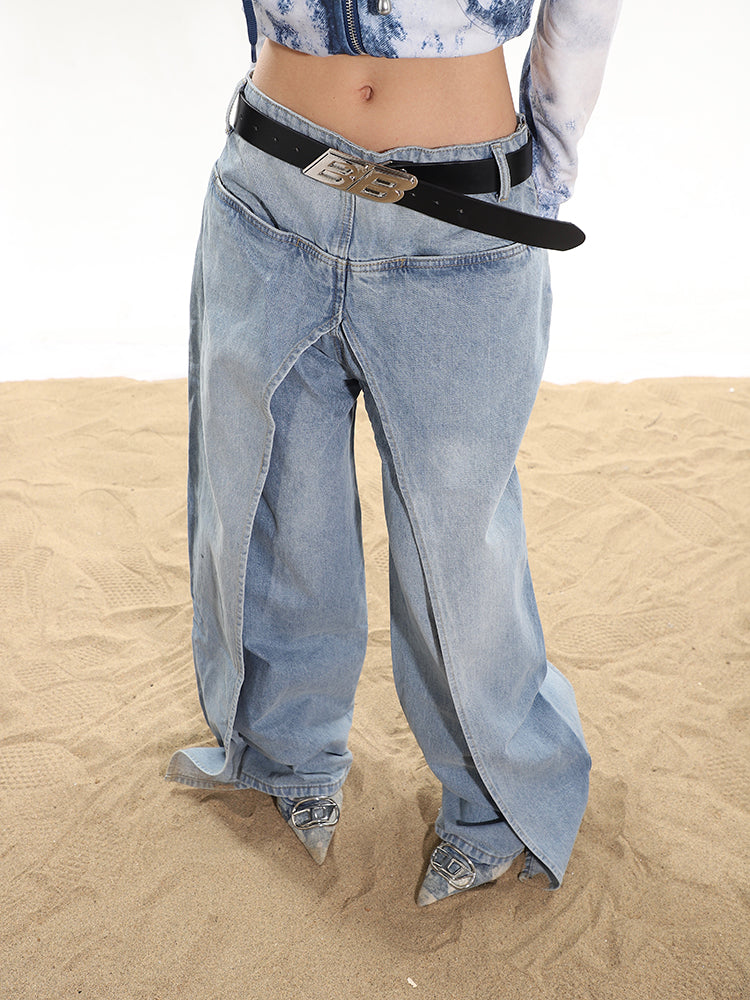 【24s January.】Fake Two-piece High-end Hot Girl Jeans Skirt-IYAMIUIO