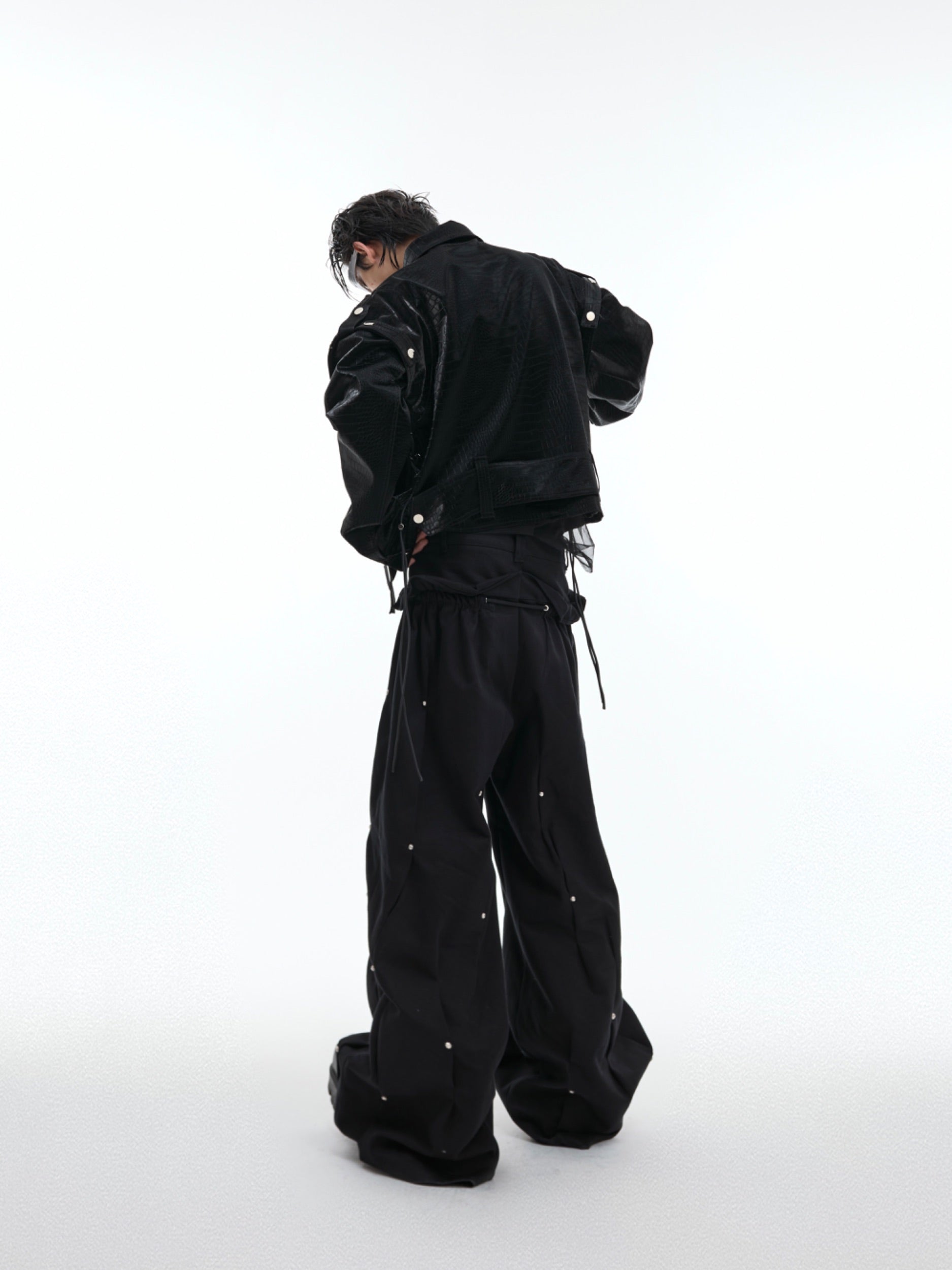 【24s Sep.】Shiny Croc-Print PU Leather Jacket-IYAMIUIO