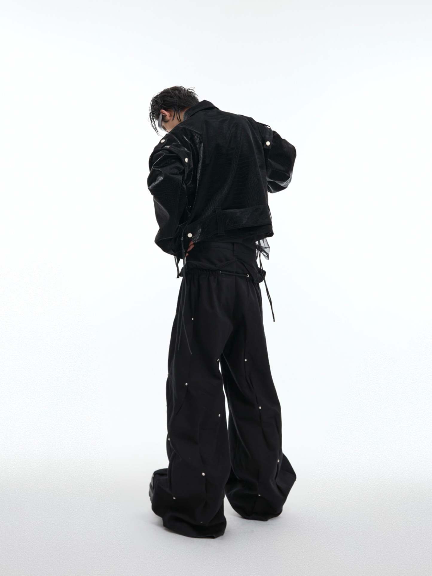 【24s Sep.】Shiny Croc-Print PU Leather Jacket-IYAMIUIO