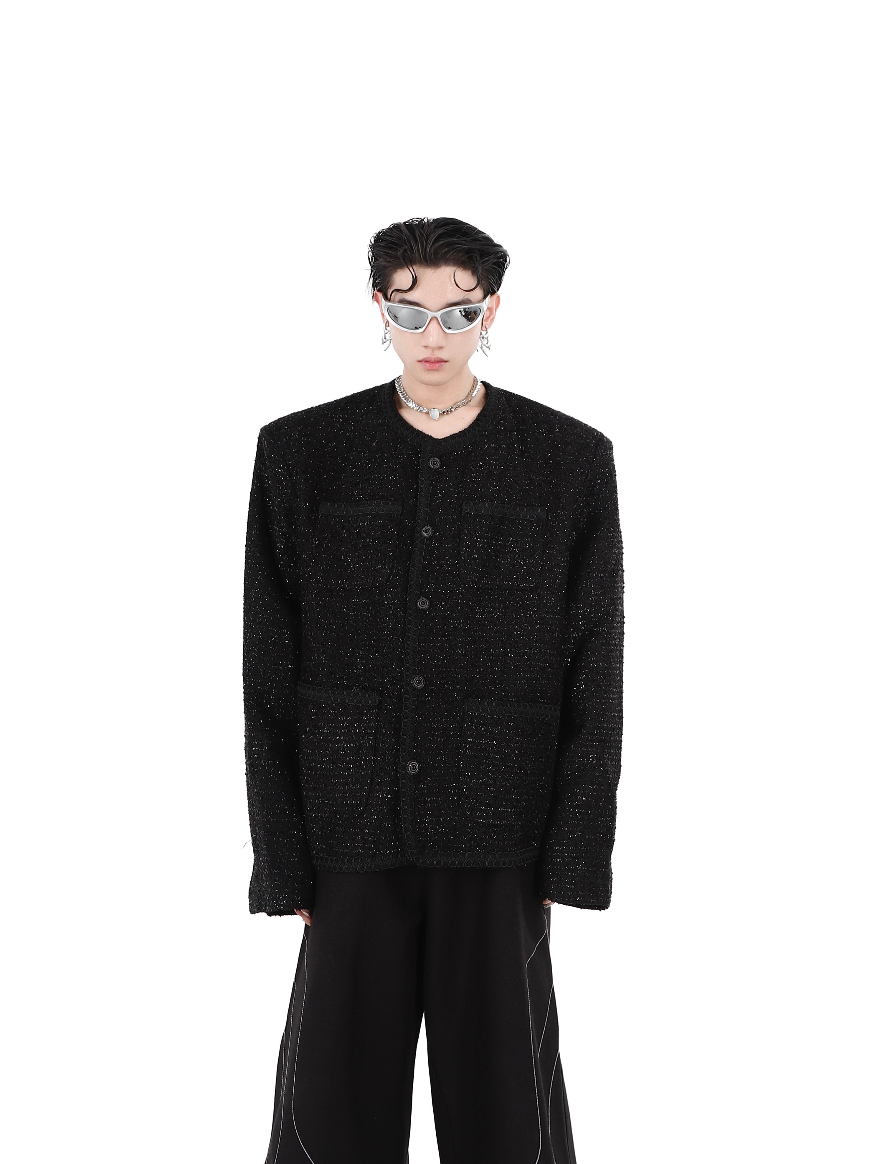 Collarless Suit Jacket-IYAMIUIO