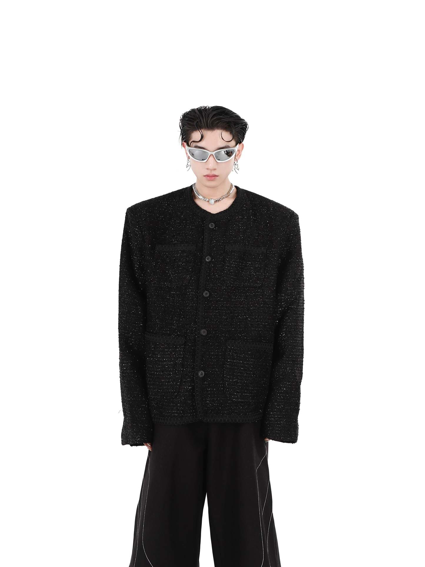 Collarless Suit Jacket-IYAMIUIO