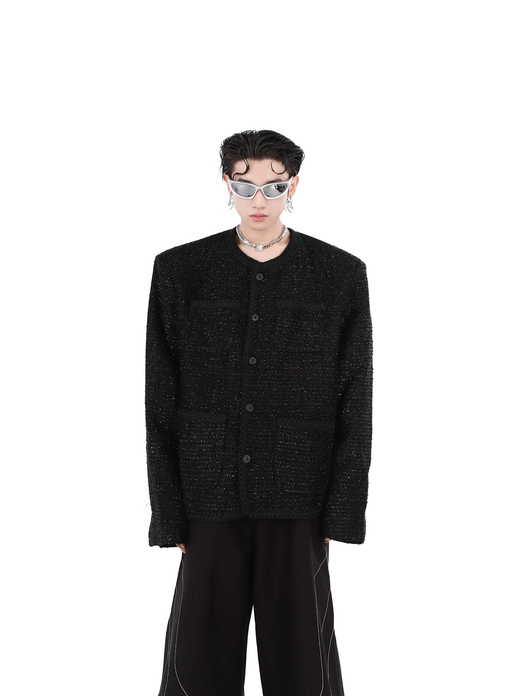 Collarless Suit Jacket-IYAMIUIO