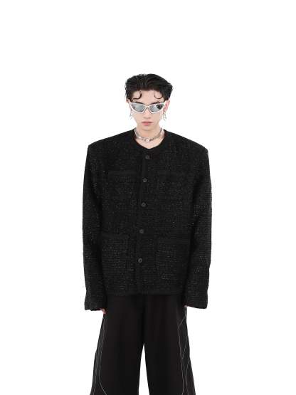 Collarless Suit Jacket-IYAMIUIO