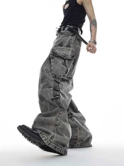 【23s May.】Huge Pocket Wrinkled Jeans-IYAMIUIO