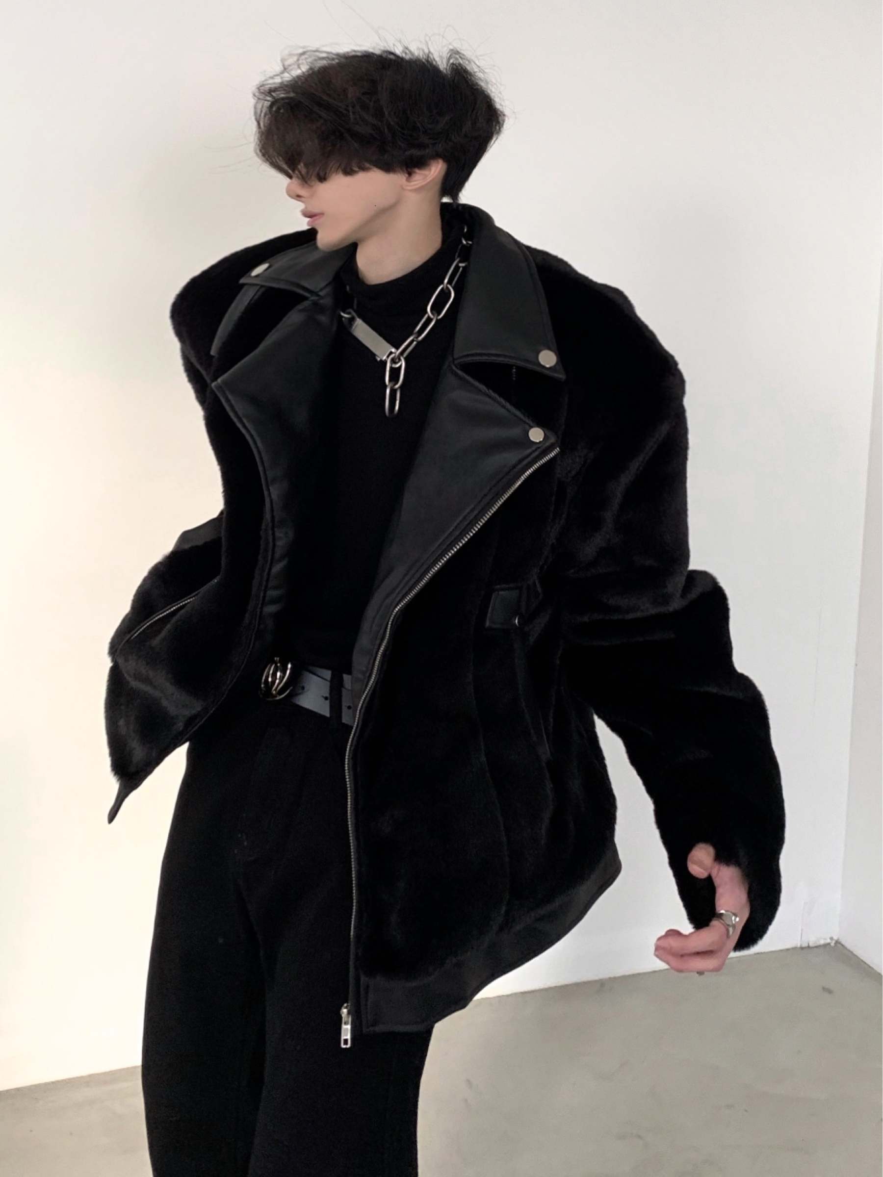 【23s December.】Vintage Motorcycle Mink Jacket-IYAMIUIO