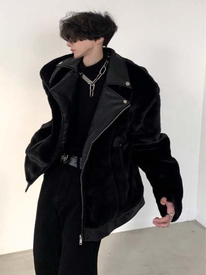 【23s December.】Vintage Motorcycle Mink Jacket-IYAMIUIO